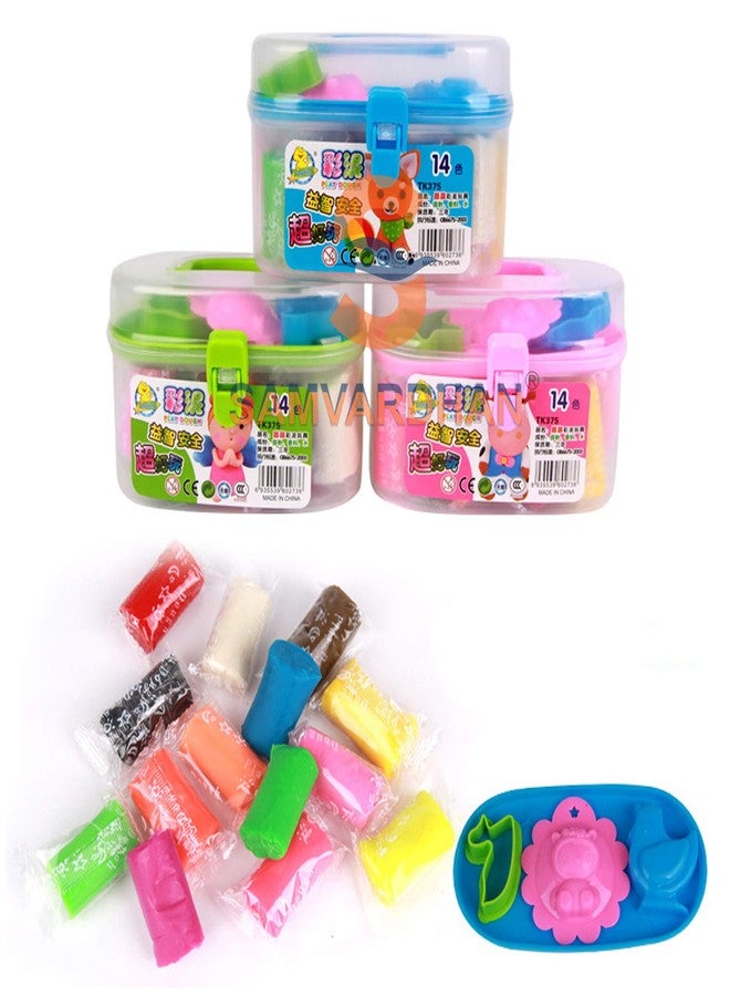 SAMVARDHAN 14 Colors Soft Polymer Play Dough Modelling Clay with Tools (Pack of 1, 3 Tools), Multicolor - Image 4